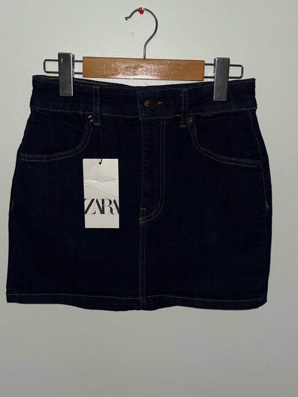ZARA Dark Indigo Denim Mini Skirt